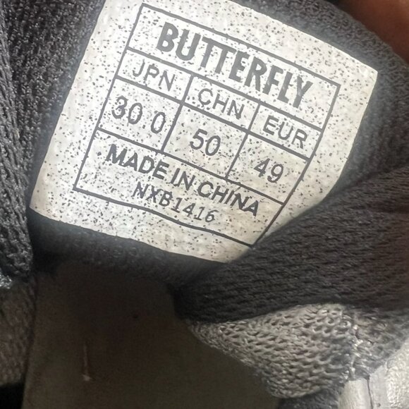 BUTTERFLY Lezoline Low Top Tennis Shoes US 12 EU 49 Black Leather Ping Pong - Picture 9 of 10